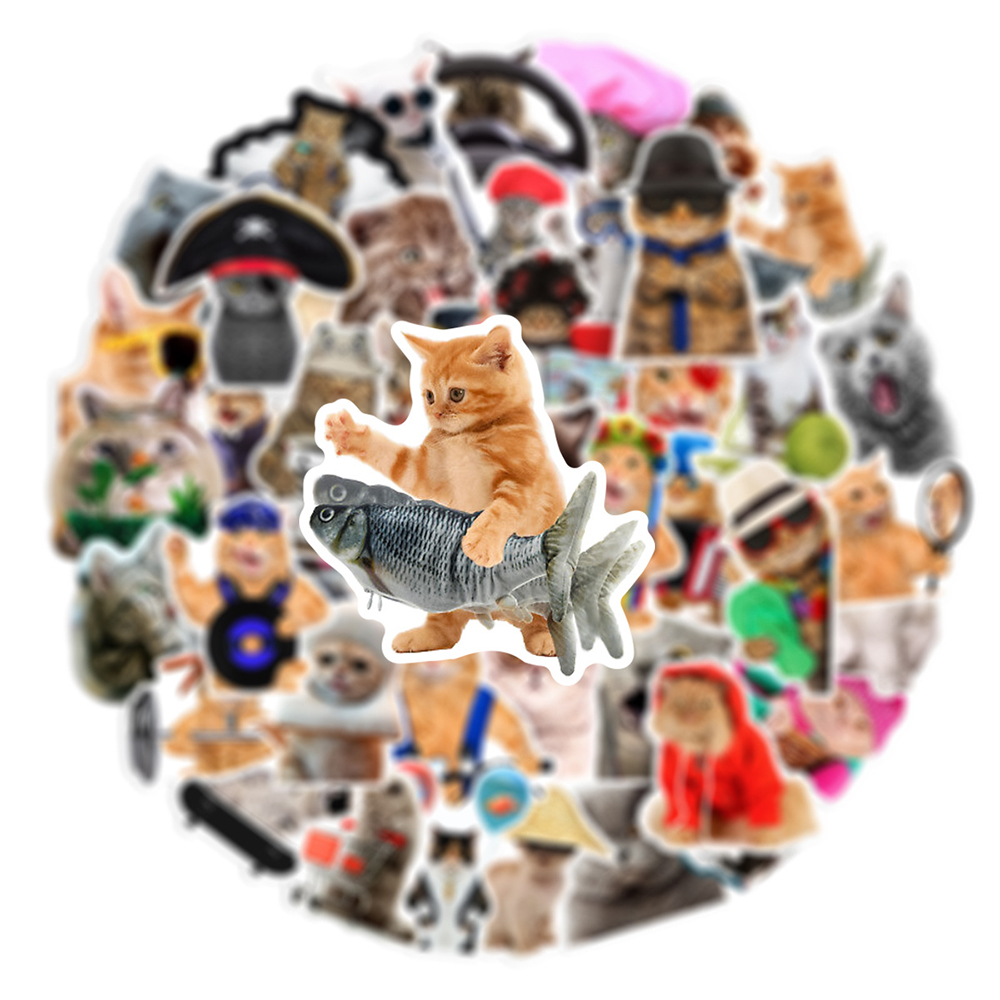10/30/66 個かわいい面白いミーム猫ステッカーかわいい漫画の動物デカールラップトップオートバイスーツケースノートブック防水ステッカー