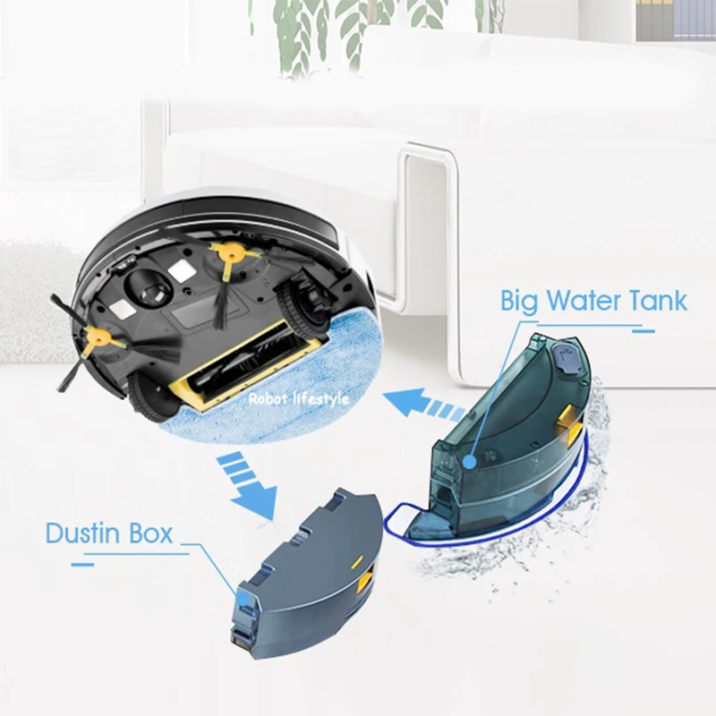 Vacuum Cleaner Robot with HD Camera Monitor Pet, Video Call, Map Navitation, WiFi App Control, Smart Memory, Wet and Dry Mop
