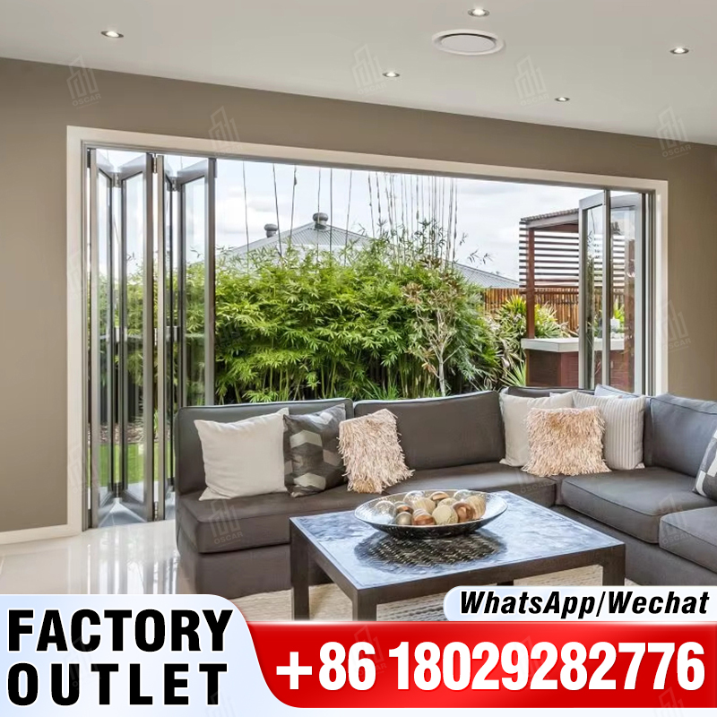 Porta acordeão dobrável HDSAFE, partição deslizante, loja, varanda, pátio, sala de sol, exterior, interior, sistema de porta dobrável de vidro sem moldura