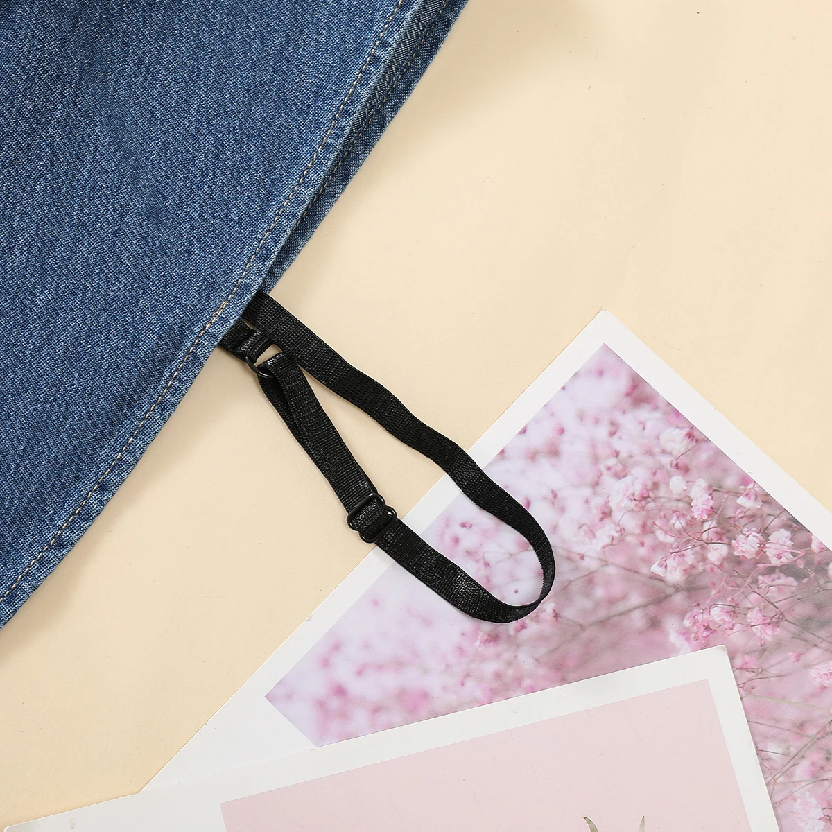 Cuello falso de mezclilla lavada azul con cuello puntiagudo para mujer, cuello estilo media camisa con decoración versátil informal profesional