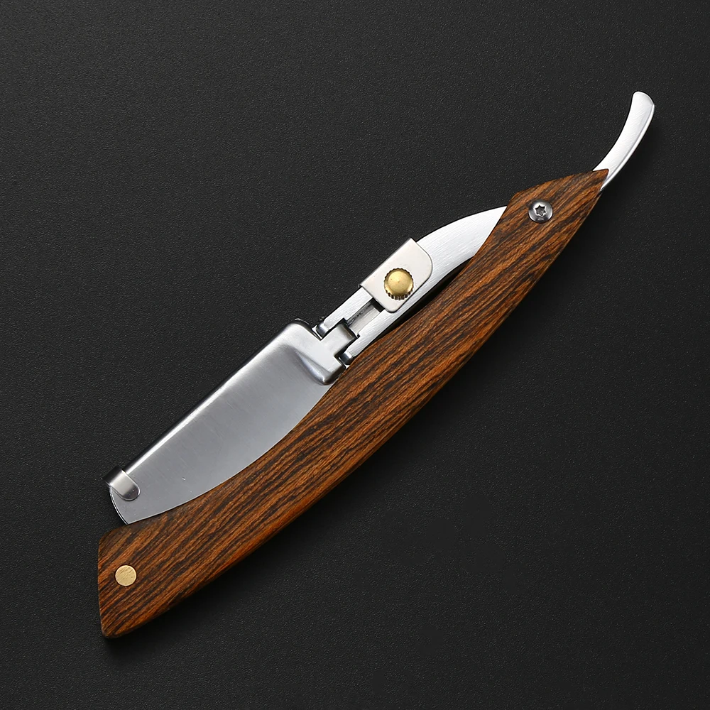 Straight Razors for Men Natural Wood Handle Fit Double Edge Blades Professional and Close Shaving Barber Razor (Without blade)