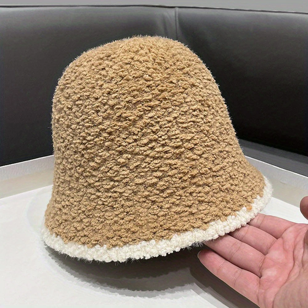 1pc 秋と冬のカラーブロック漁師帽子、女性のファッショナブルな暖かい帽子、ギフトに適した盆地帽子
