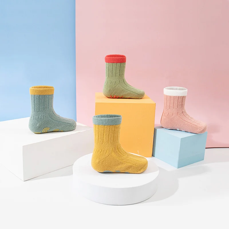 5 pares de calcetines de punto bonitos e informales, calcetines de algodón transpirables suaves y cómodos para caminar en niños pequeños, bebés y niñas