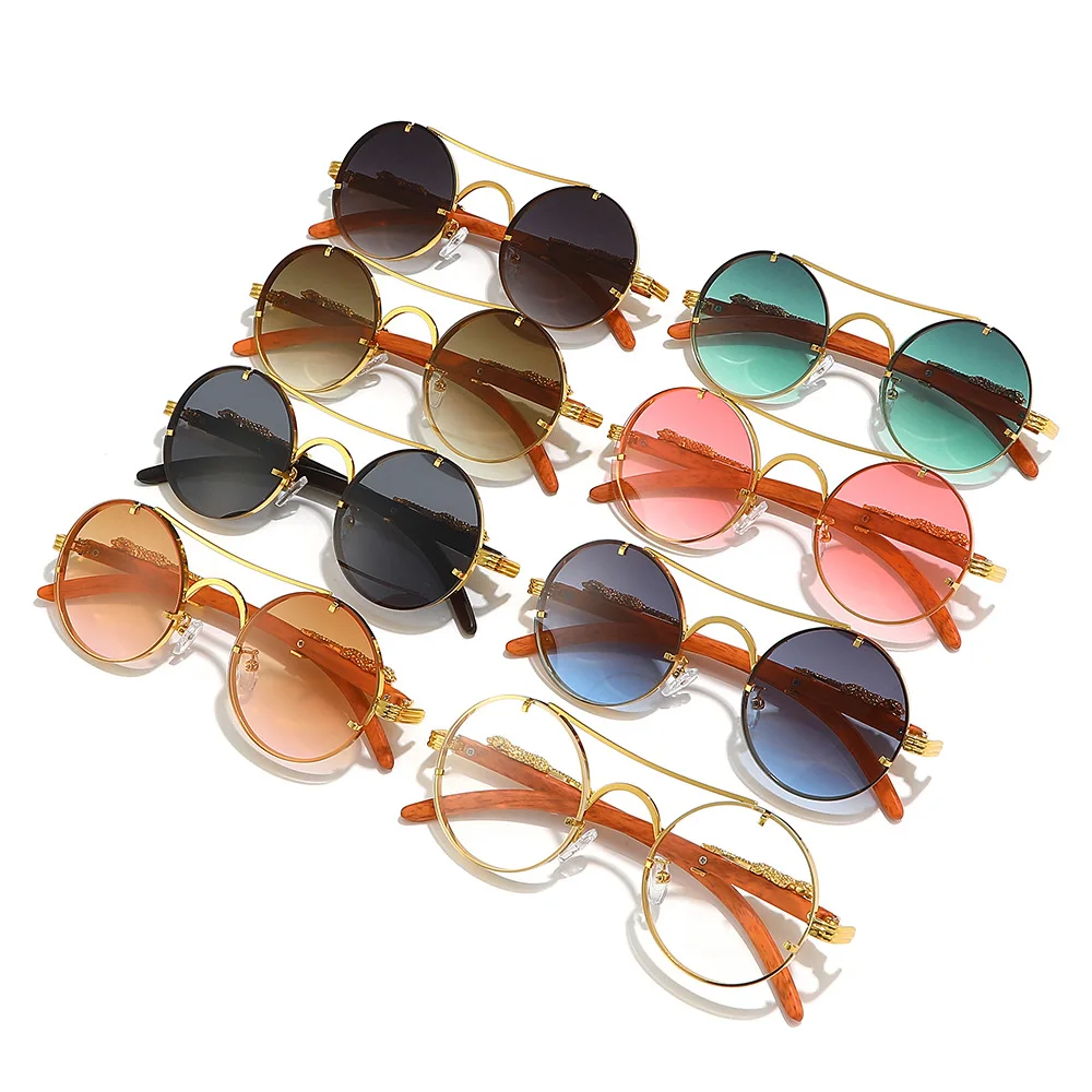 Lunettes de soleil rondes Vintage pour hommes et femmes, marque de luxe de styliste guépard en métal, lunettes décontractées UV400