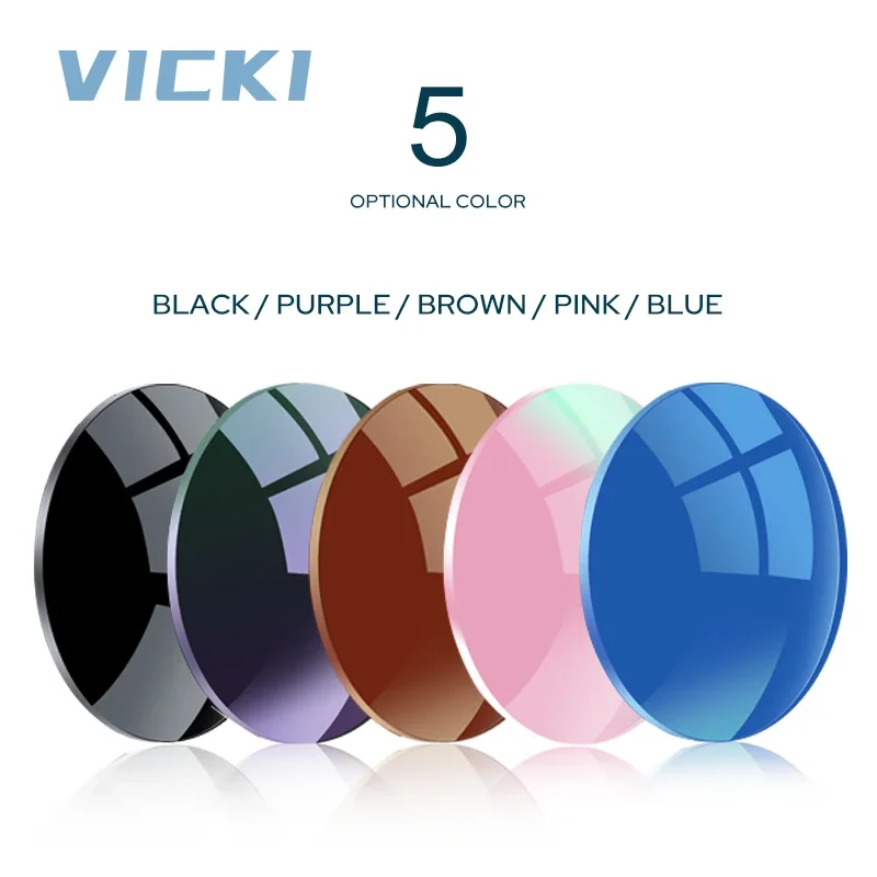 VICKY Photochromic Xám Nâu Hồng Tím Xanh Dương Series 1.56 1.61 1.67 Đơn Thuốc Kính Ống Kính Cho Cận Thị Hyperopia
