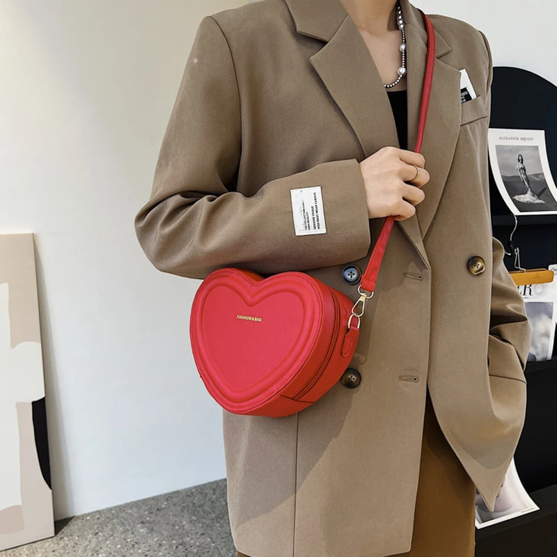 Heißer Verkauf Herz Form Umhängetaschen Für Frauen Solide Pu Leder Schulter Taschen Mode Handtaschen