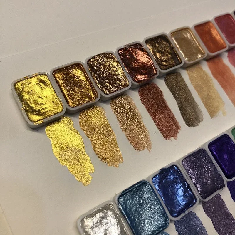 20 Farben 1 ml festes Aquarellpigment-Set Gold- und Silberpulver Mineralperlenpigment Kunst Aquarellmalerei Nageldekoration