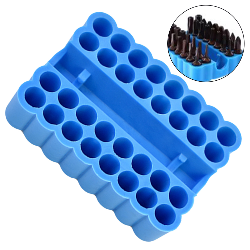 Portapuntas de 32 agujeros, organizador de vástago hexagonal, portapuntas de destornillador, taladro para almacenamiento para caja de almacenamiento de vástago de 6,35 MM, 2 uds.