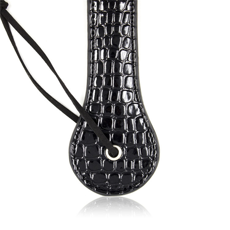 32 cm noir brillant cuir pagaie équitation cultures Flogger fouets pointes 5.7 cm de large fessée pagaie Slapper éches d'équitation