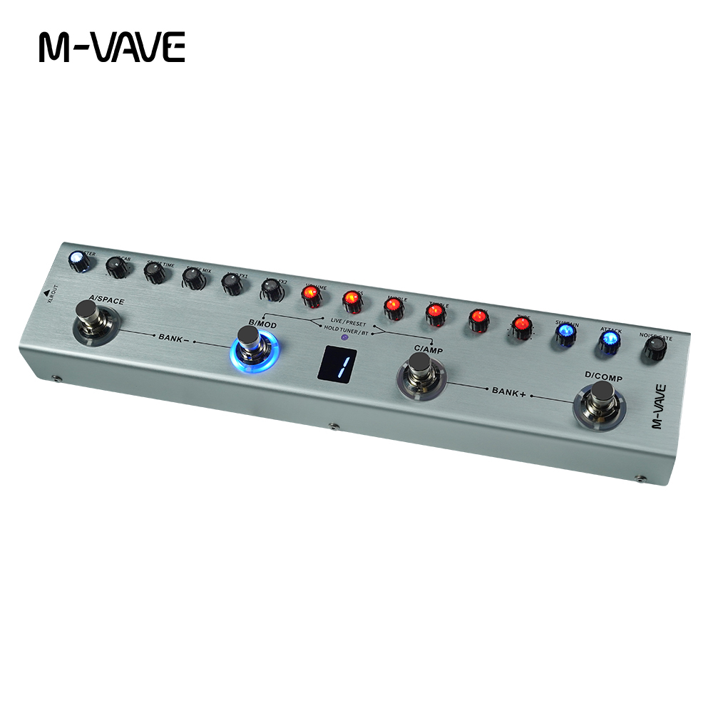 M-VAVE Tank-B Multi-Effect Bass Pedal Rechargeable 36 Presets 9 Preamp Slots 8 IR Cab Slots 3 Modulation/Delay/Reverb Effects