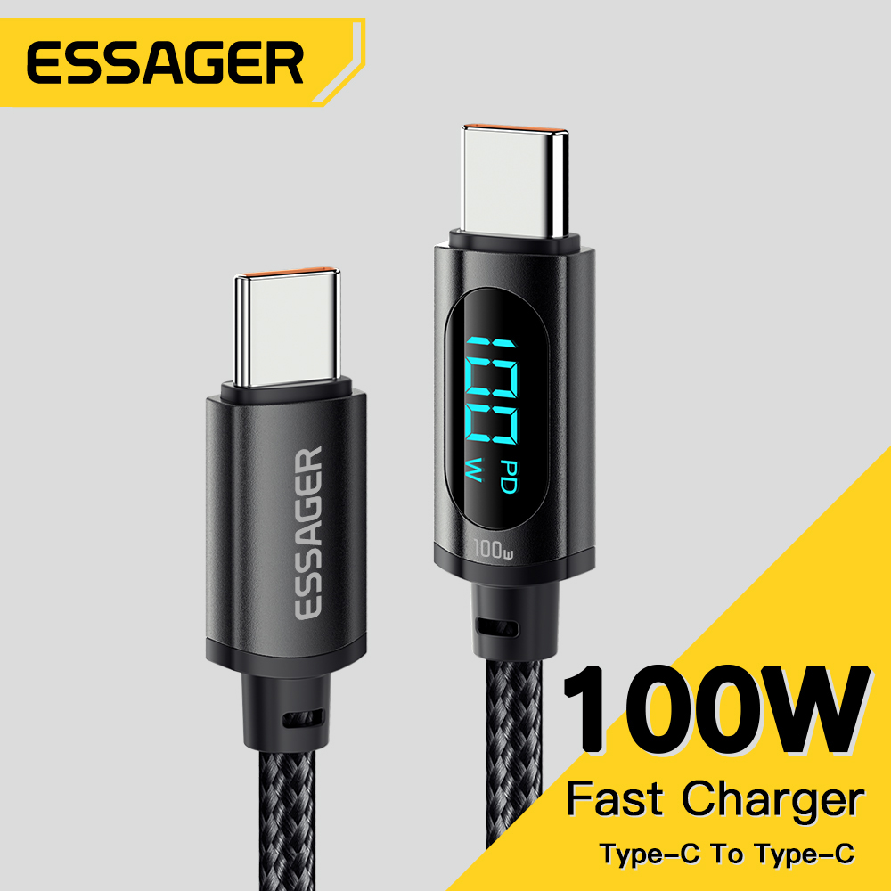 Essager Type C to Type C Cable 100W PD Fast Charging Charger C to C Display Cable For Hua wei for iPhone 16 pro max Macbook iPad