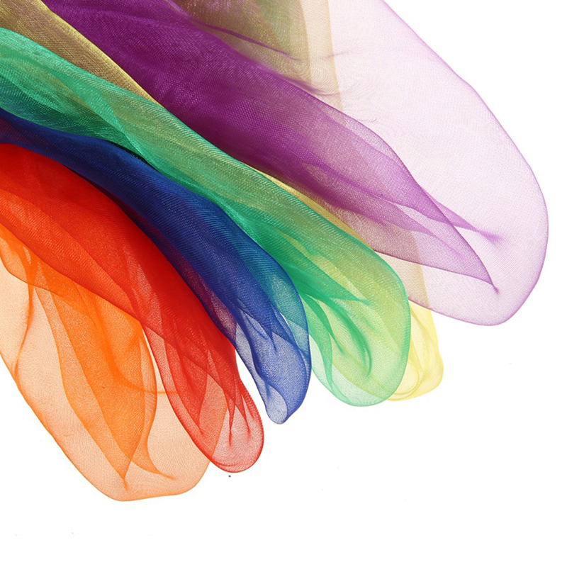 Serviettes de gymnastique Everths pour jonglage, écharpes, rouge, jaune, orange, bleu, violet, vert, 60x60cm, 12 pièces