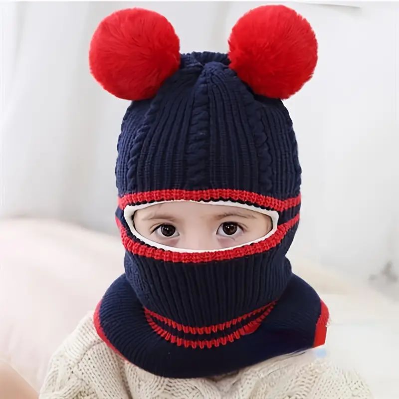 Colares de lã quente espessados infantis, chapéus de malha para meninos e meninas, bebê, outono e inverno