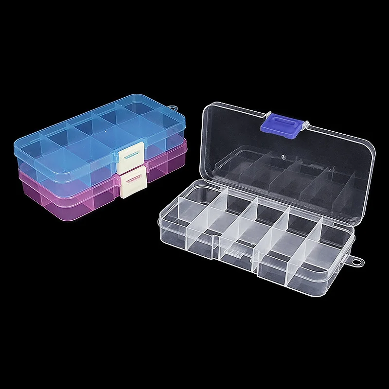 10 Grid Transparent Fixed With Slot Beaded Anti-string Grid Plastic Storage Box Jewelry Classification Parts Division Box