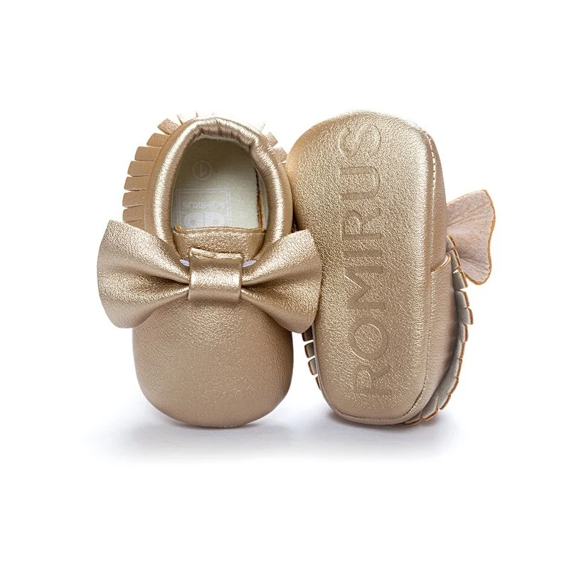 Meckior รองเท้าเด็กทารกแรกเกิดเด็กทารกสาว First Walker PU Sofe Sole เจ้าหญิง Bowknot Fringe เด็กวัยหัดเดินรองเท้าเปลเด็กสบายๆ