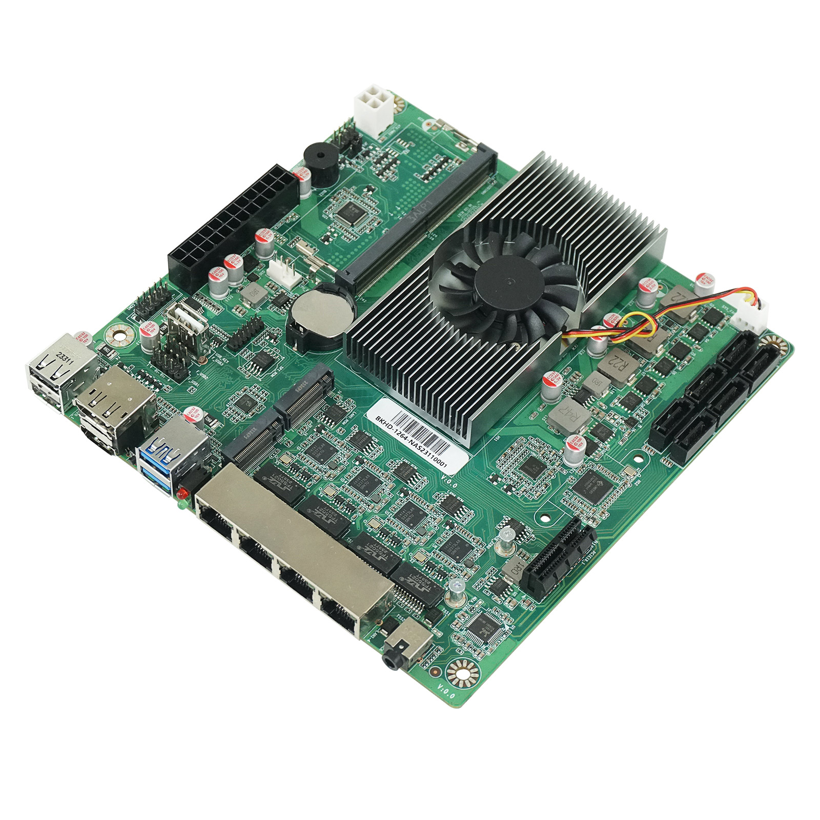 BKHD NAS N100 DDR5 Placa-mãe 6 * SATA3.0 2.5G Nics Mini ITX 17x17CM 2 * M.2 para servidor de armazenamento de roteador macio