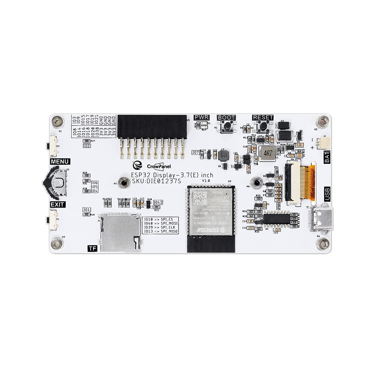 CrowPanel ESP32 3,7-дюймовый дисплей HMI из электронной бумаги 240*416, черный/белый цвет, управляемый интерфейсом SPI для Arduino/ESP/MicroPython