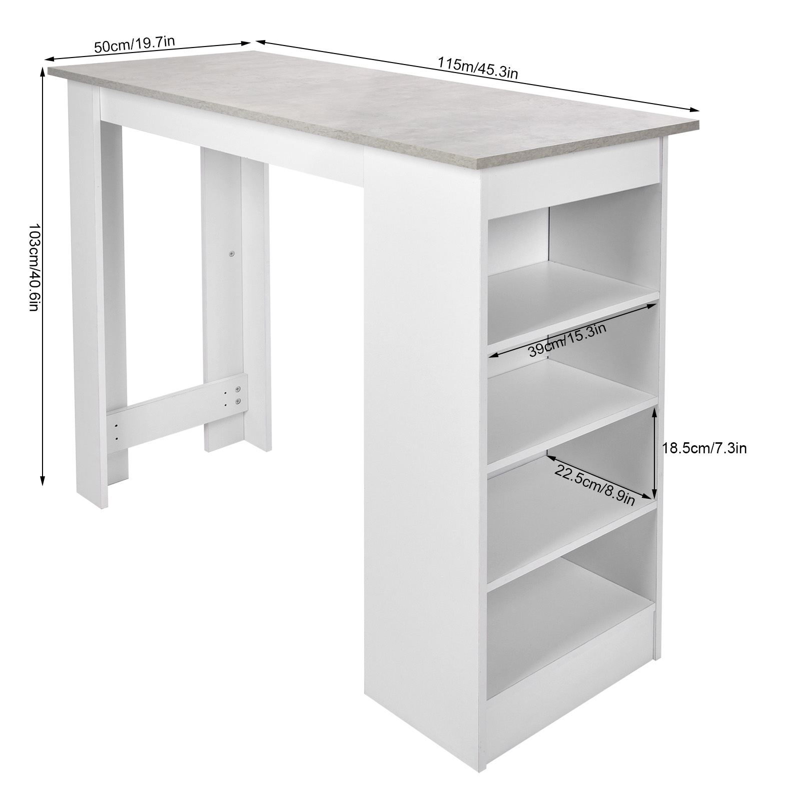 Schreibtisch mit mehreren Staufächern, Bartisch, langlebiger Couchtisch, Laptop-Tisch, Aufbewahrungsorganisator für Zuhause, Wohnzimmer, Restaurant