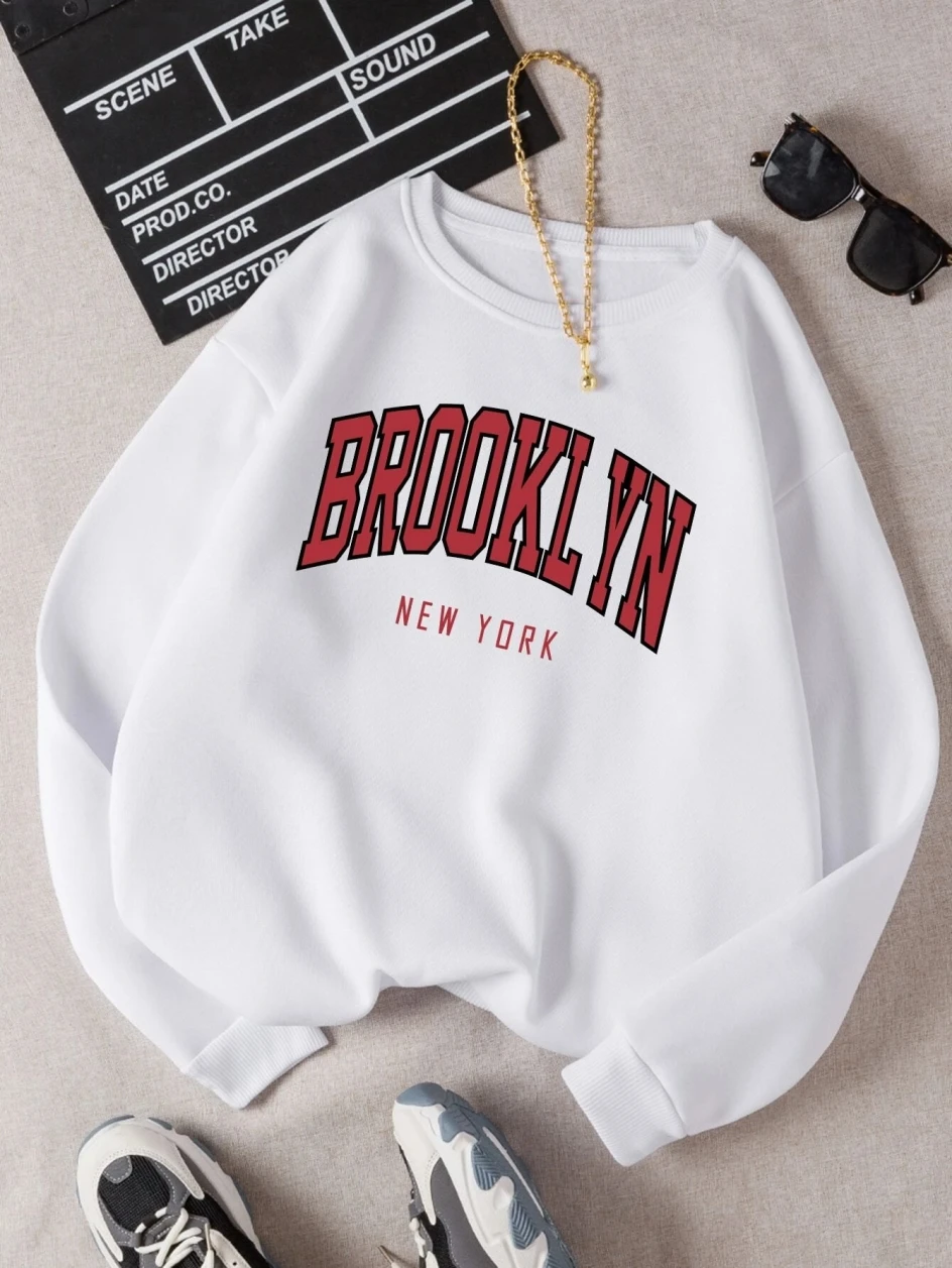 Brooklyn, nuevo trabajo, sudaderas con capucha estampadas, ropa colorida de algodón para mujer, Tops con capucha de tendencia básica, Sudadera con capucha Harajuku duradera para mujer