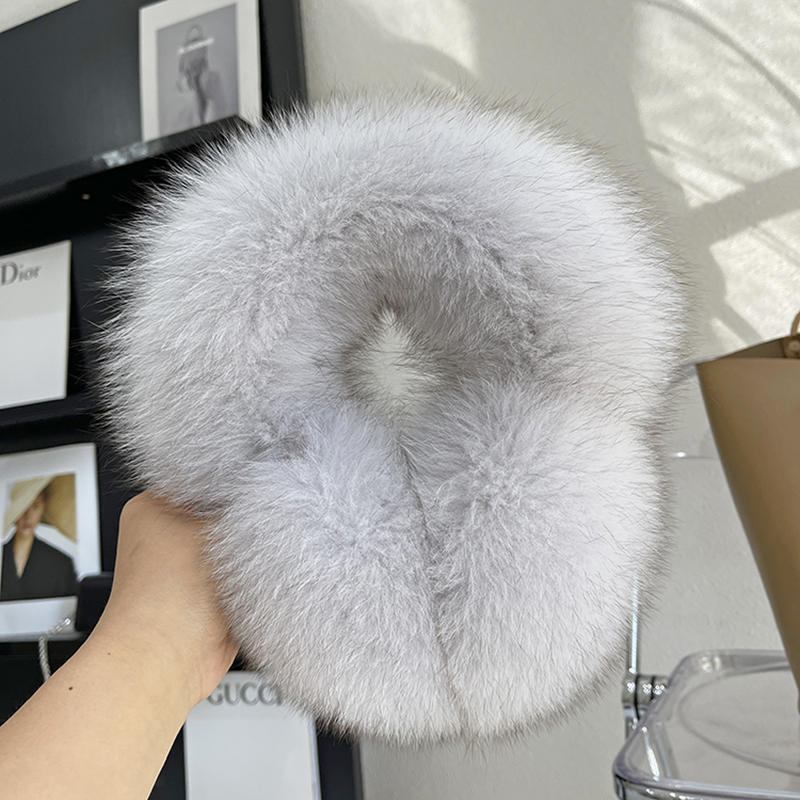 Winter Natural Real Fox Fur Earmuffs Plush Warm Decorate Women Cute Solid Ear Warmer Headphones Neck Warm Bib Scarf