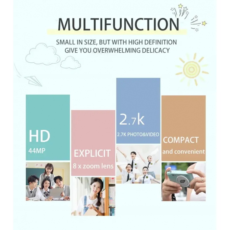 子供向けデジタルトラベルカメラ,4K,セルフィーカメラ,50メガピクセル,HDズーム,写真,2.4インチ画面,エントリーレベル,レトロキャンパスミニカメラ