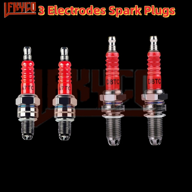 1/2/3/4/5PCS Racing Zündkerze 3 Triple Elektrode A7TC D8TC Für GY6 CG 50 70 110 125 150CC Motorrad ATV Roller Dirt Bike Kart