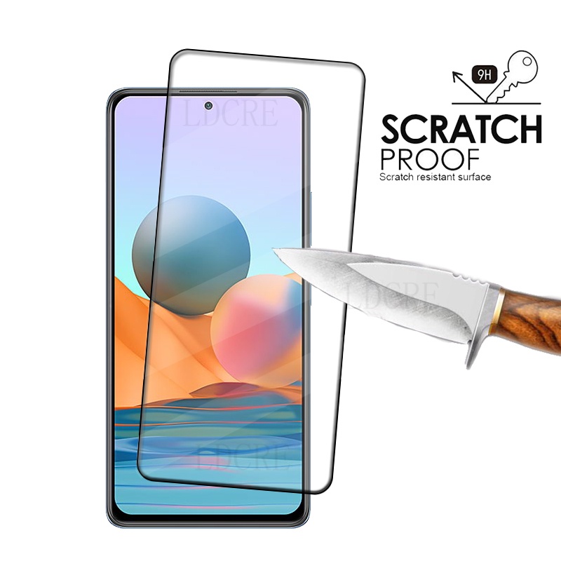 Protector de pantalla para Xiaomi Redmi Note 10 Pro, pegamento de cubierta completa, 9H, HD, 4 unidades