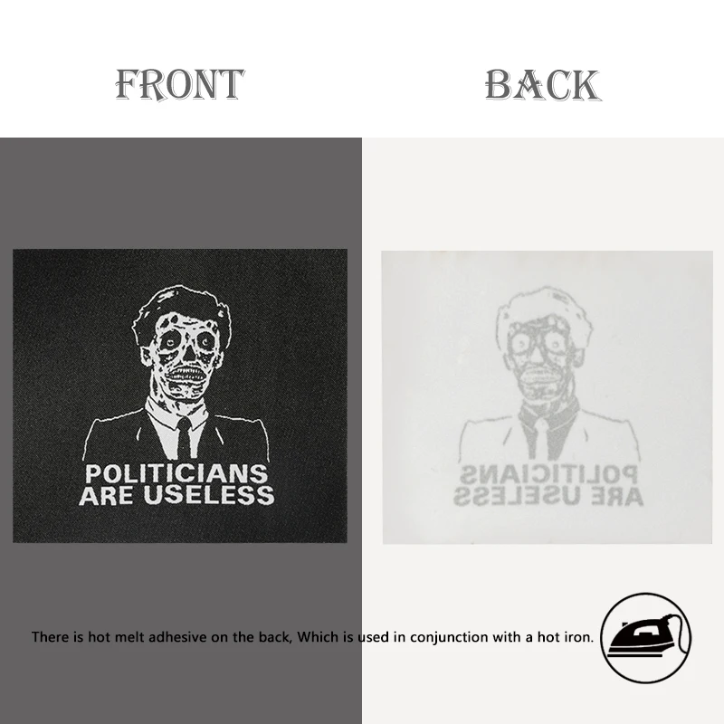 1PC Absurd Woven Label Punk Patch Humorvolle Abzeichen DIY Geschenk Eisen Auf Nähen Auf Schwarz Patches Für Kleidung Kappe Tasche jacke Trucker Hut