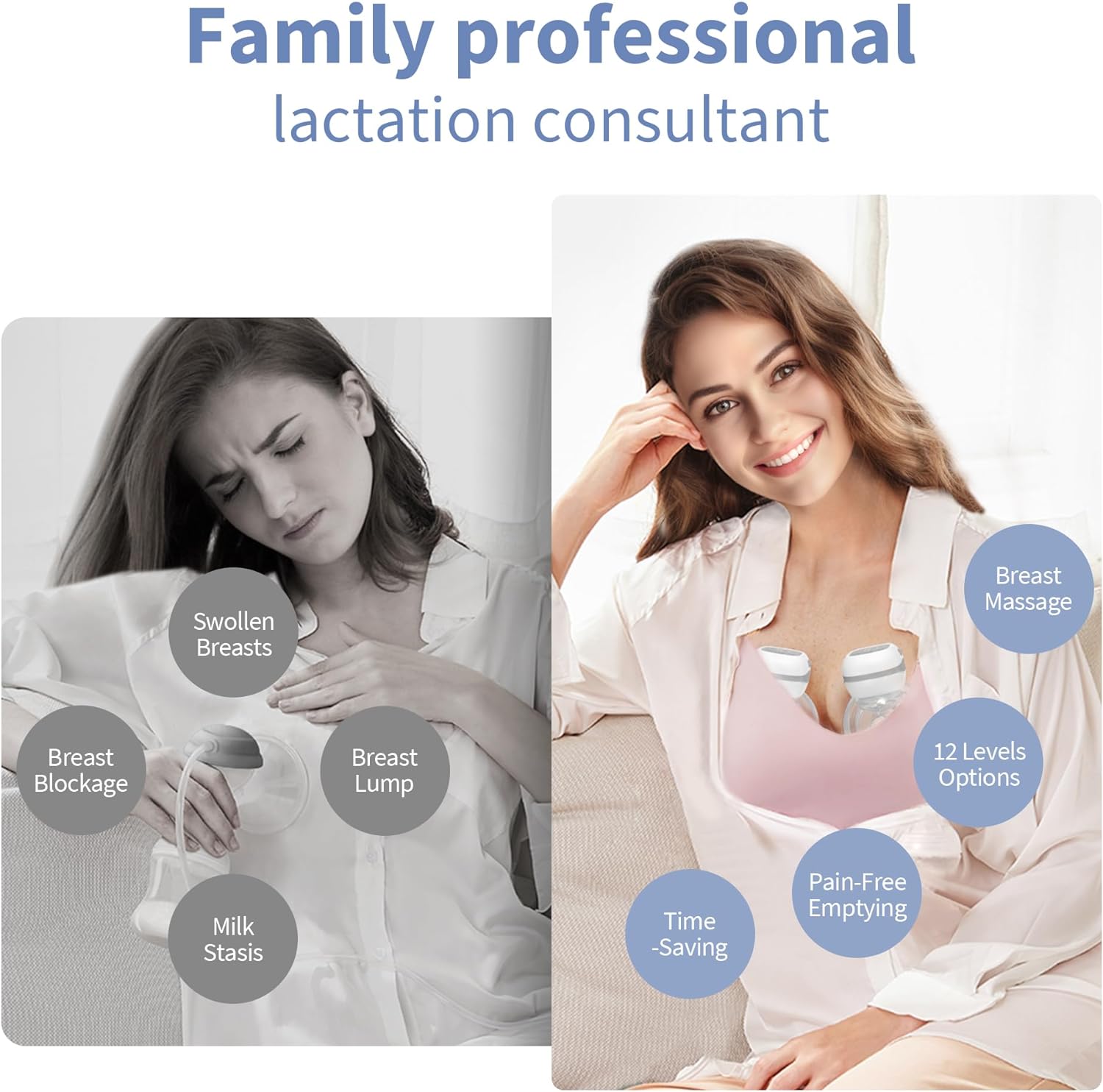 Extractor de leche portátil para amamantar, extractor de leche sin dolor, manos libres, 1200mAh, 3 modos, 12 niveles