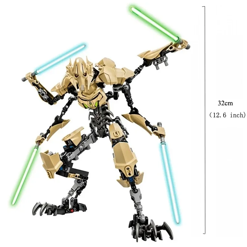 Ksz714 Star ของเล่นอะนิเมะหุ่นยนต์ทั่วไป Grievous พร้อม Lightsaber Hilt Combat Weapon ชุดบล็อกประกอบรูปของเล่นของขวัญ