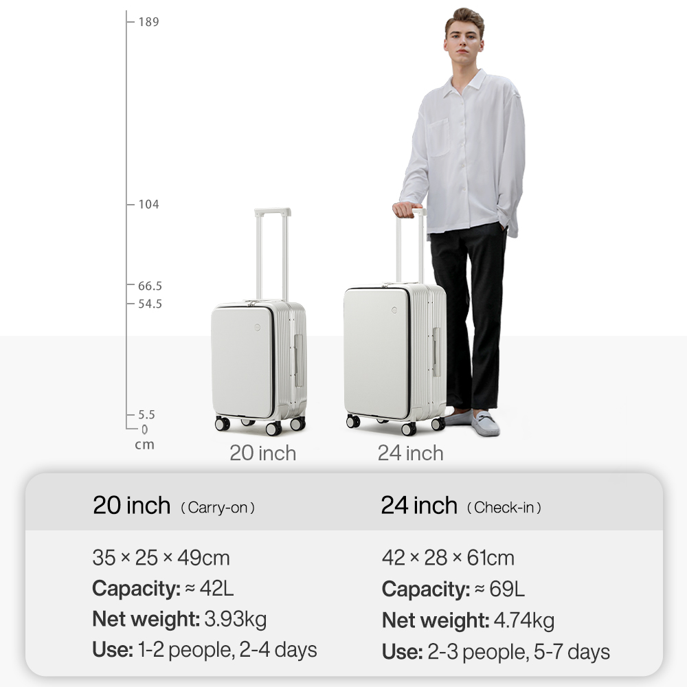 Mixi New Aluminum Frame Suitcase Carry On Rolling Luggage with USB Port Boarding Cabin Cup and Phone Holder 20 24 Inch
