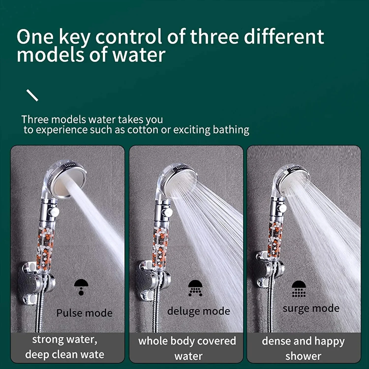 New 3 Modes adjustable nozzle Booster handheld bathroom shower Removable and washable anion filter shower Bathroom Accessories
