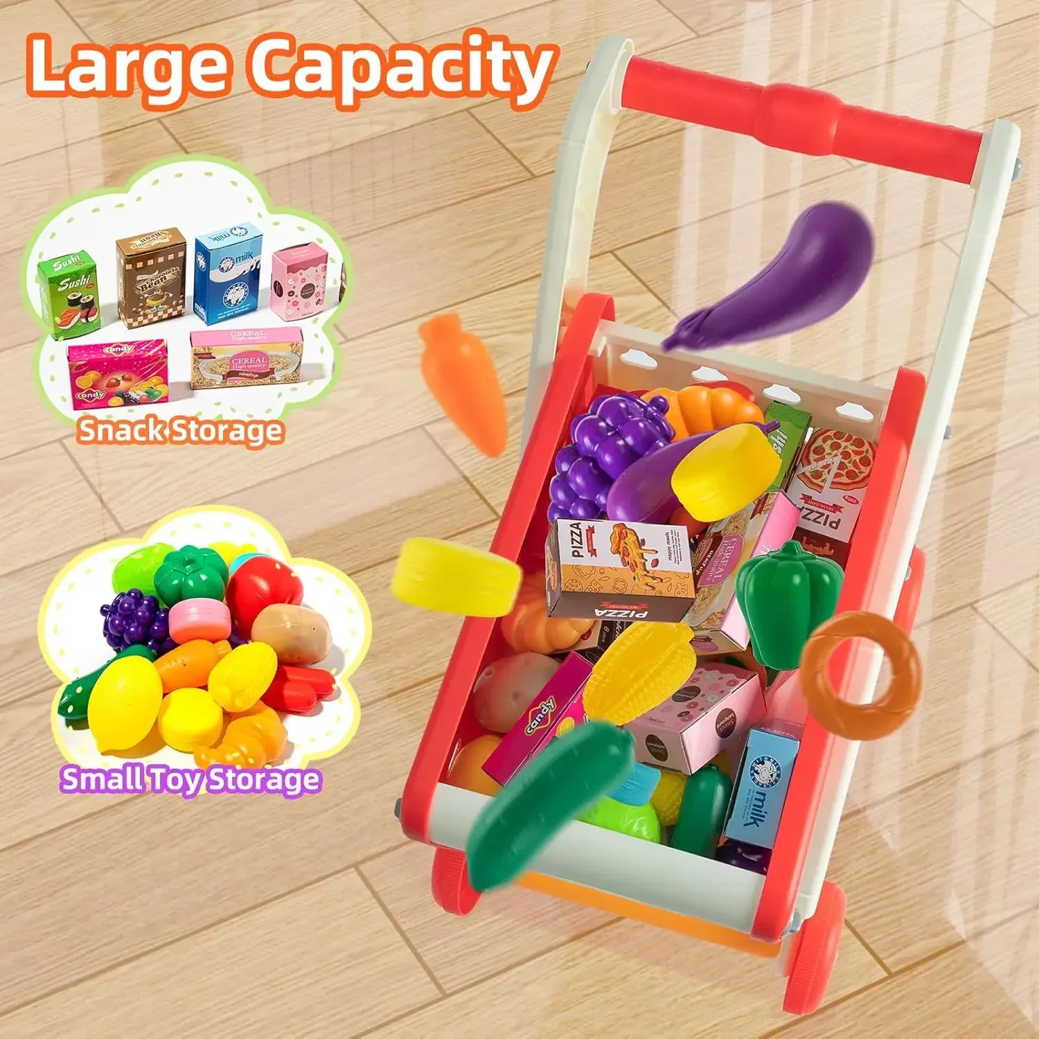 Carrinho de compras Trolley Play Set para crianças, jogos de RPG, playset de supermercado, acessórios para criança, crianças envelhecidas