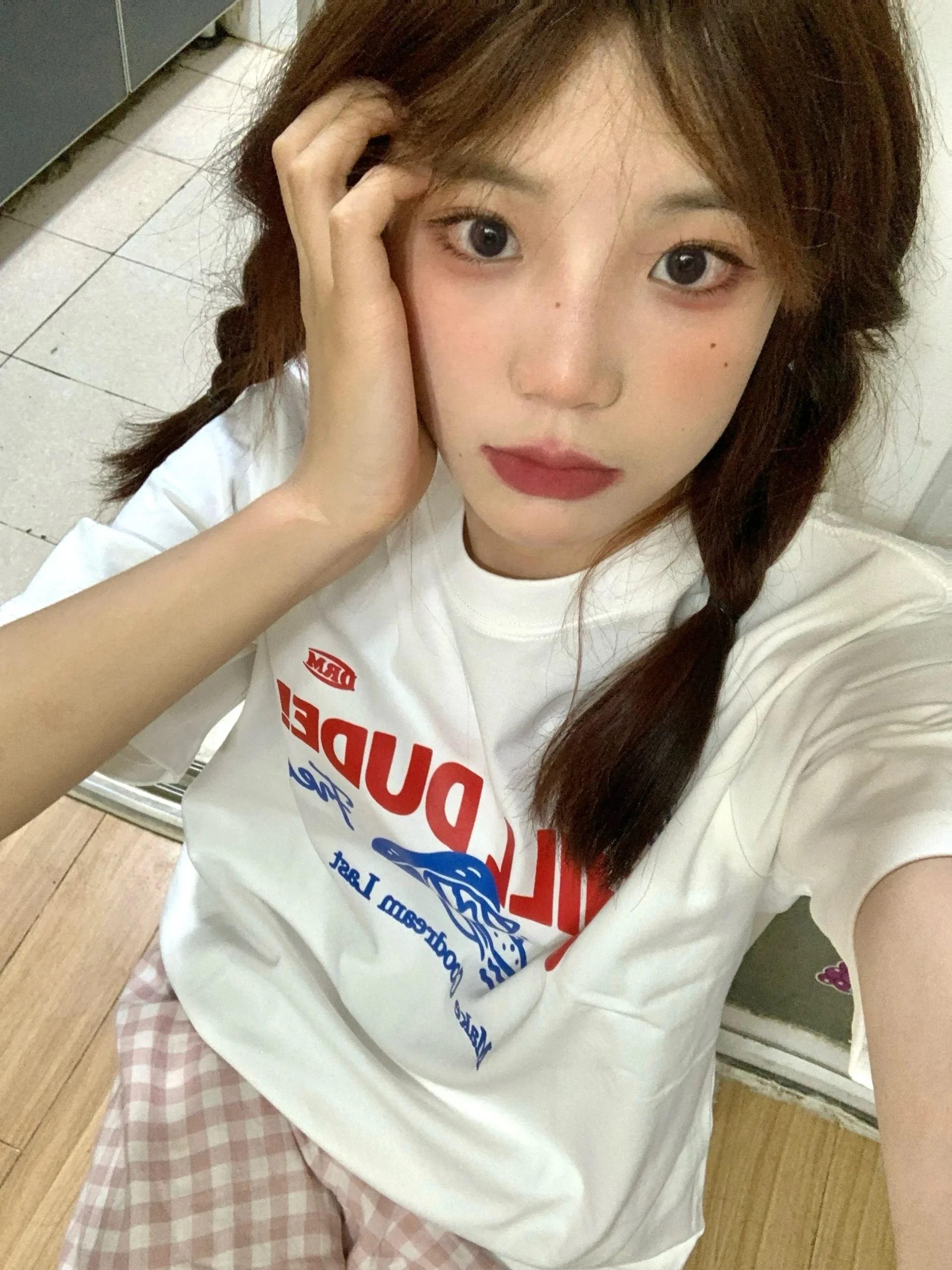 夏フレッシュプリント Tシャツレディースカジュアルキッズ漫画サンドイッチトップトレンディコットン 100% ハイエンド感