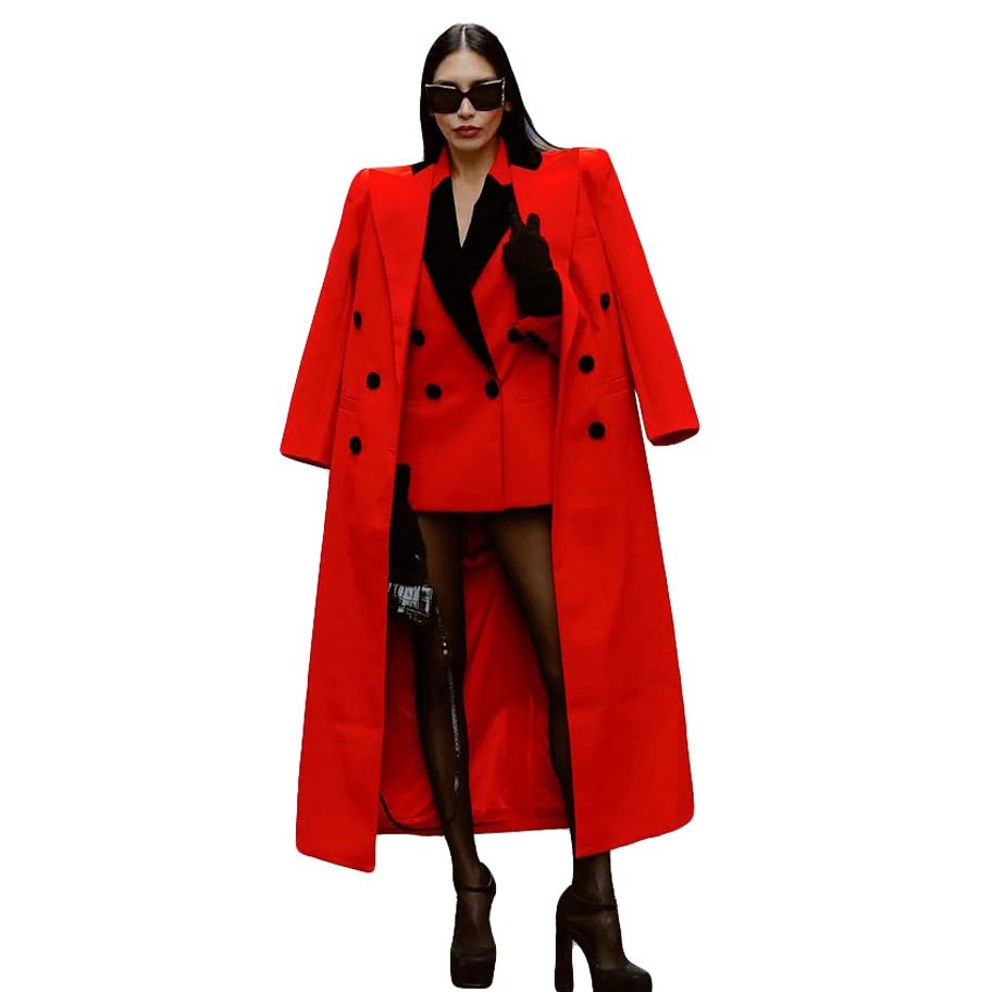 Elegante formelle Kleider für Damen, Anzug, Kleider, Jacke und langer Überjacke, Mantel für Damen, zweireihiger 2-teiliger Anzug, individuell gestaltet
