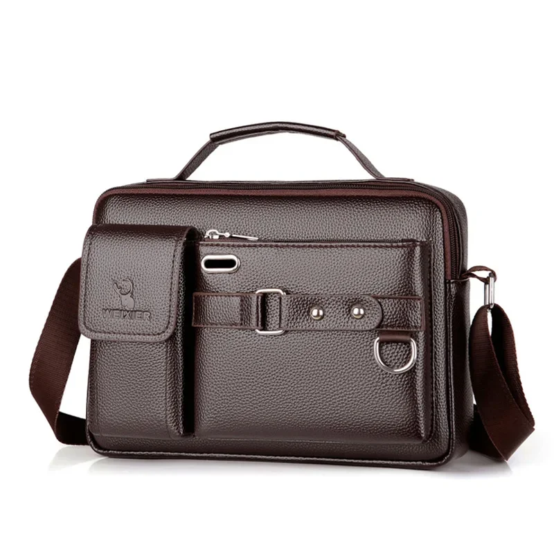 Bolsa de ombro de couro PU masculina, pasta portátil, nova moda, venda quente