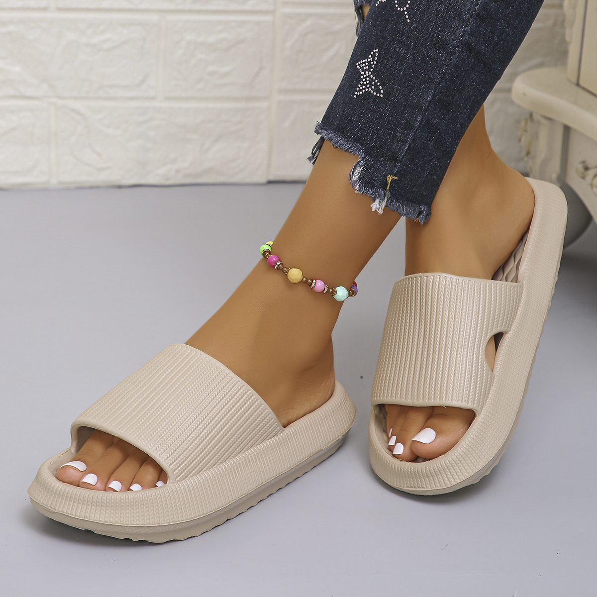 Женские тапочки с толстой подошвой, домашние шлепанцы из ЭВА на мягкой подошве, обувь для пары, летние нескользящие сандалии на платформе, шлепанцы