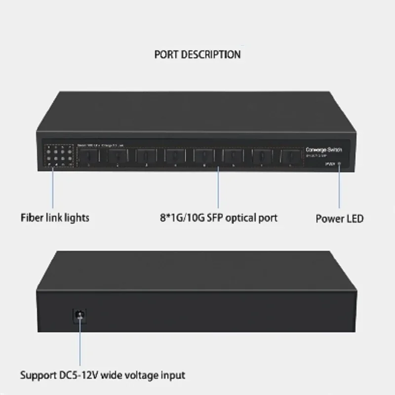 ZJ 8*10G SFP + настольный неуправляемый сетевой коммутатор Ethernet