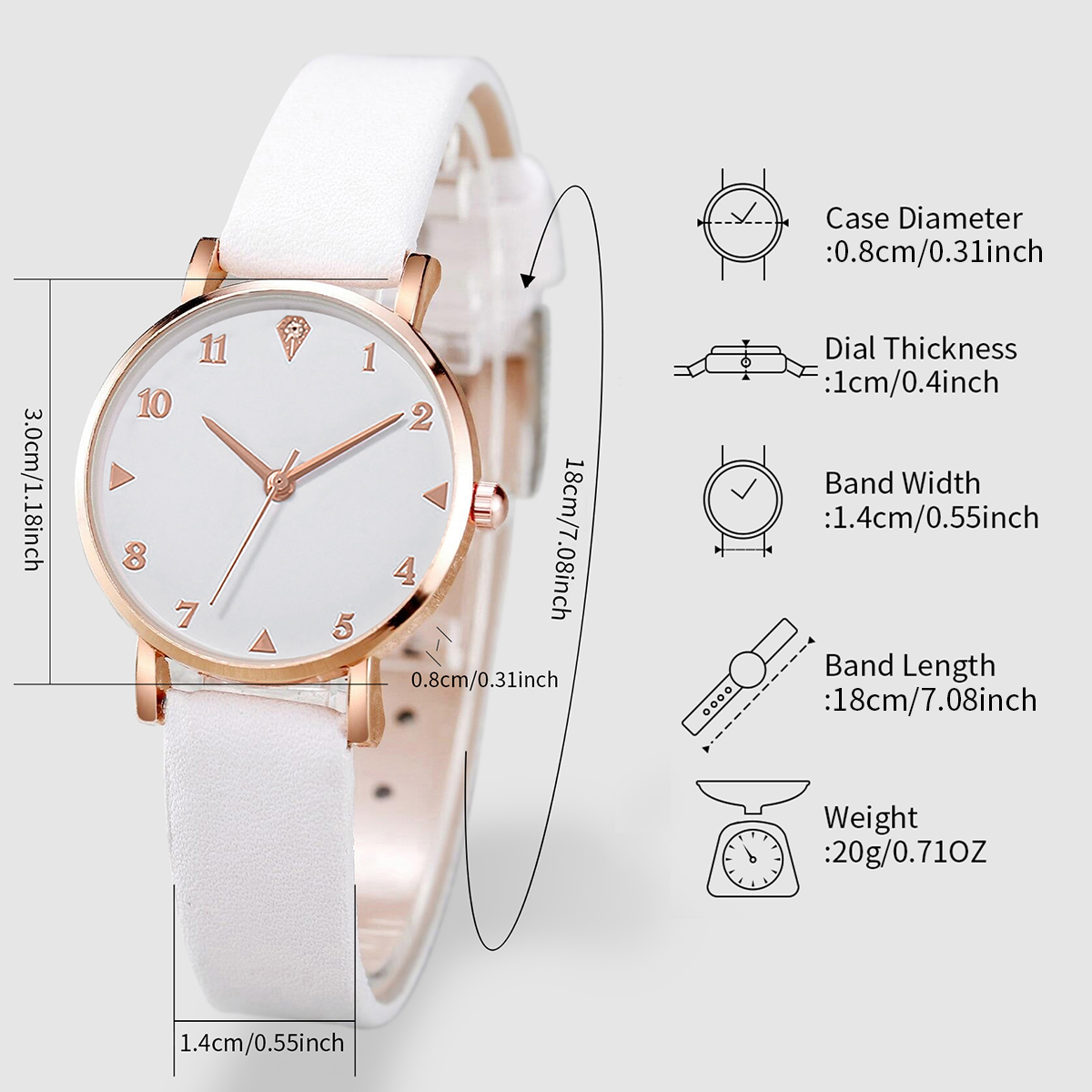 6 Pçs/set Moda Feminina Relógio Pulseira de Couro Relógios de Quartzo Conjunto de Jóias de Coração Duplo (Sem Caixa)