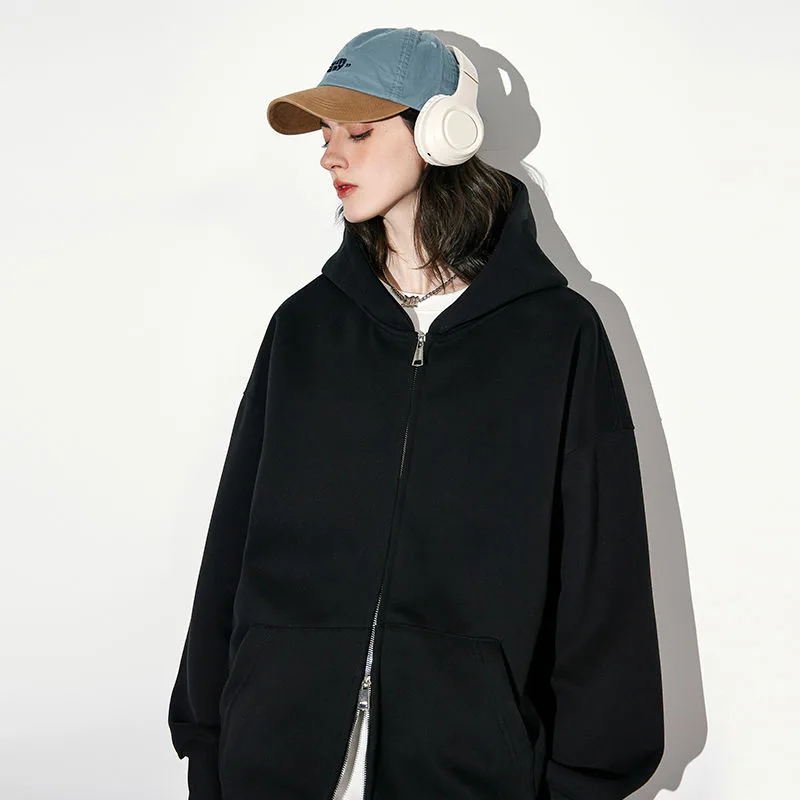 Chaqueta con capucha cálida a la moda para mujer, chaqueta gris de manga larga con bolsillo y doble cremallera, chaqueta informal para ir al trabajo para mujer