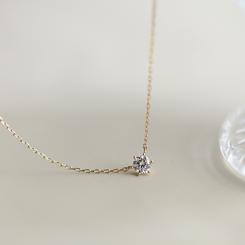 Chất Liệu Bạc 925 Mạ Vàng 14K Vòng Cổ Đa Năng Đơn Zircon Lấp Lánh Xương Đòn Dây Chuyền Nữ Cưới Trang Sức