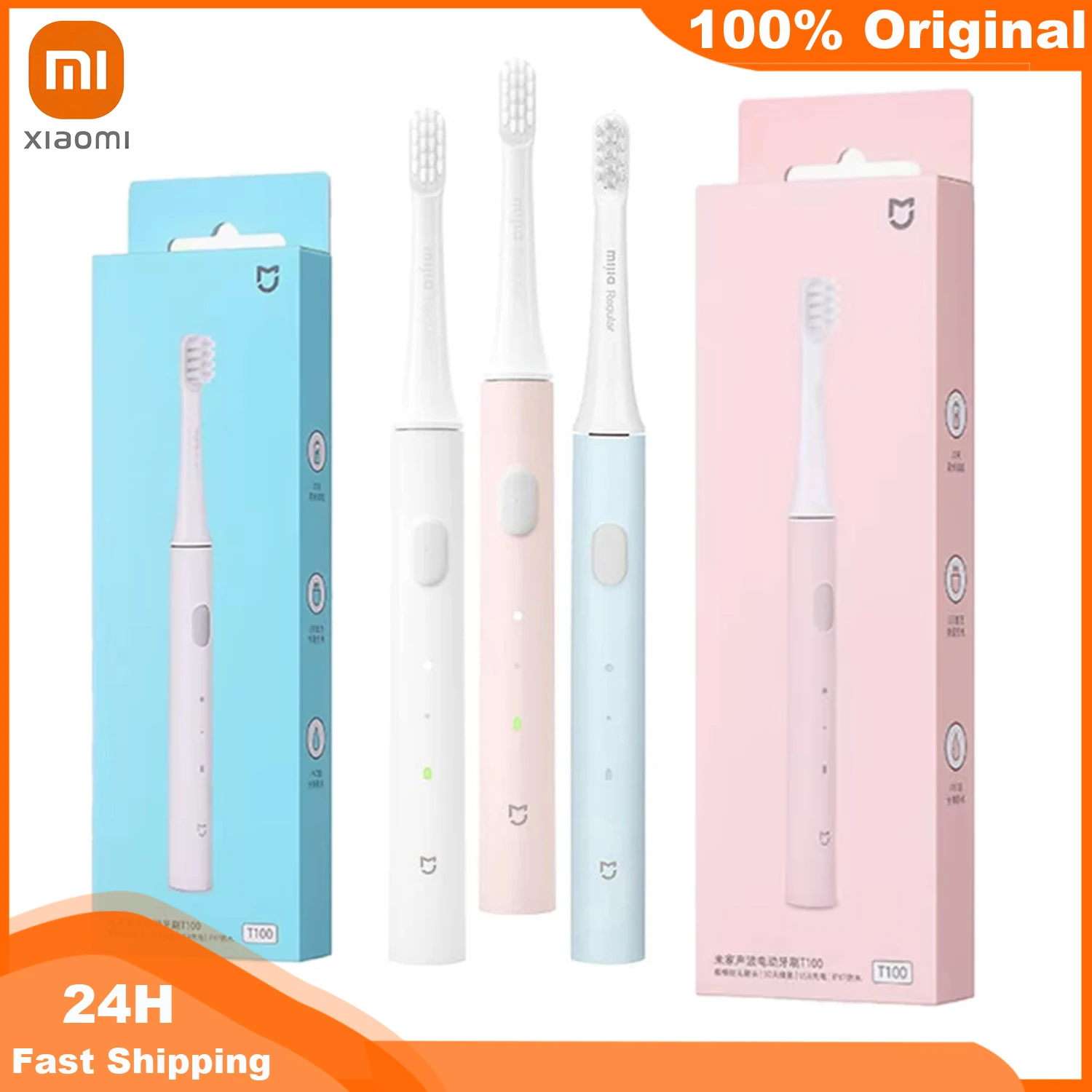 Оригинальная звуковая электрическая зубная щетка XIAOMI MIJIA T100, USB перезаряжаемая зубная щетка, водонепроницаемая зубная щетка, ультразвуковая автоматическая