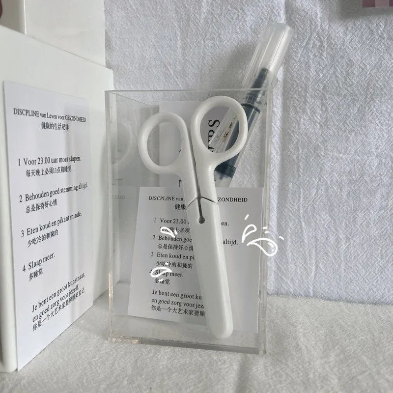 Mini Trắng Kéo Ins Thời Trang Hàn Quốc Nhỏ Màu Be Kéo Di Động Dễ Dàng Cắt Giấy Scrapbook Miếng Dán Kéo Học Sinh Tiếp Liệu