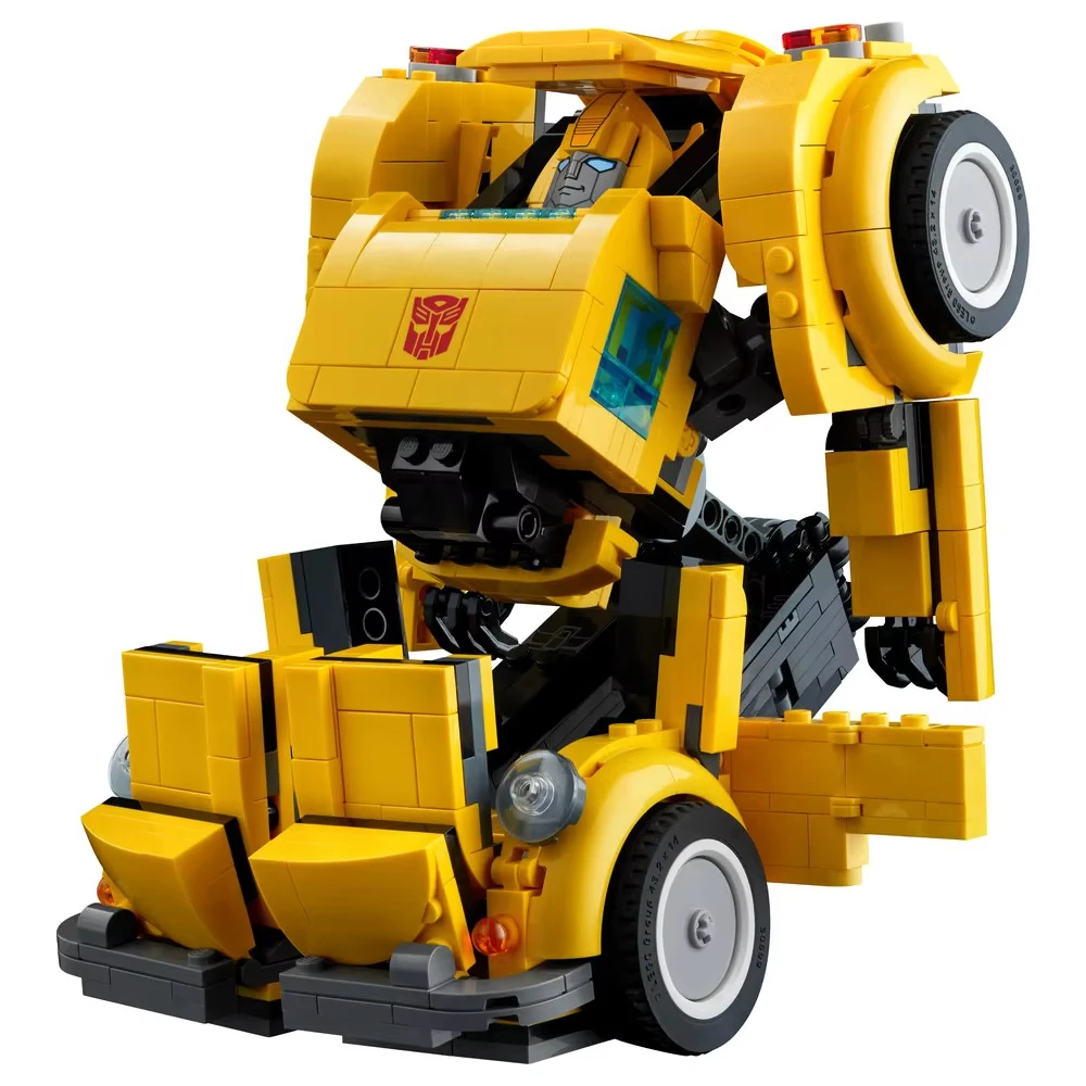 ใหม่สีเหลืองหุ่นยนต์รถบรรทุกรถของเล่นบล็อกอาคาร DIY รถบรรทุก Transformation autobot การเปลี่ยนรูปของขวัญเด็ก