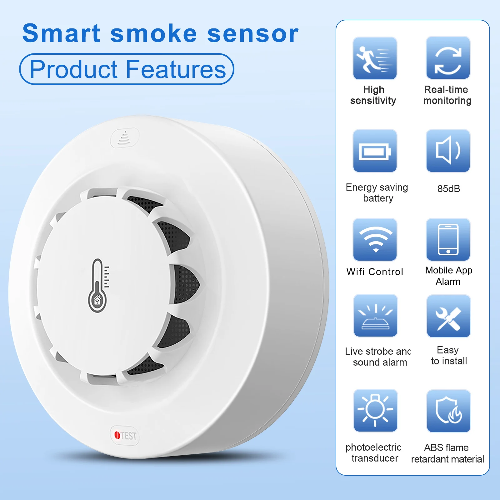 Newly Released Smart Life App - Controlled WiFi Smoke, Temperature & Humidity Sensor Powered by AAA Batteries
