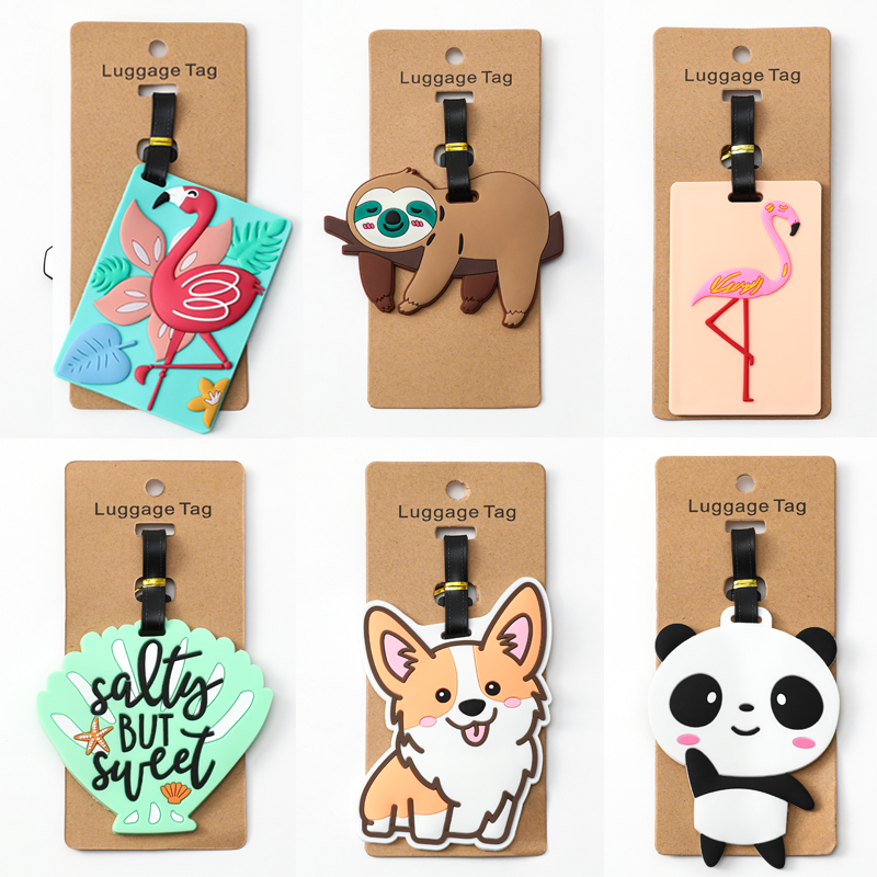 Accesorios de viaje etiqueta de equipaje maleta creativa Corgi & Cat estilo de moda etiqueta de viaje portátil de silicona accesorios de viaje