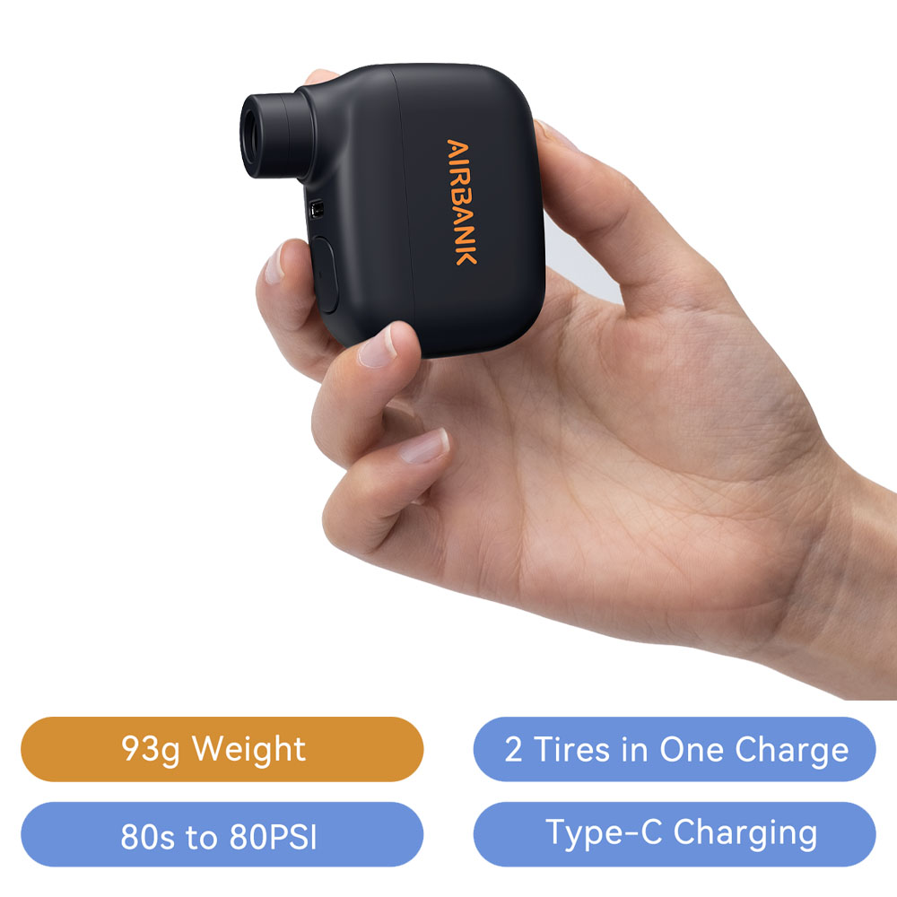 AIRBANK Pocket SE Mini tragbare elektrische Pumpe für Fahrrad Akku-Reifen Presta Schrader Ventil Fahrradzubehör Schnellladung