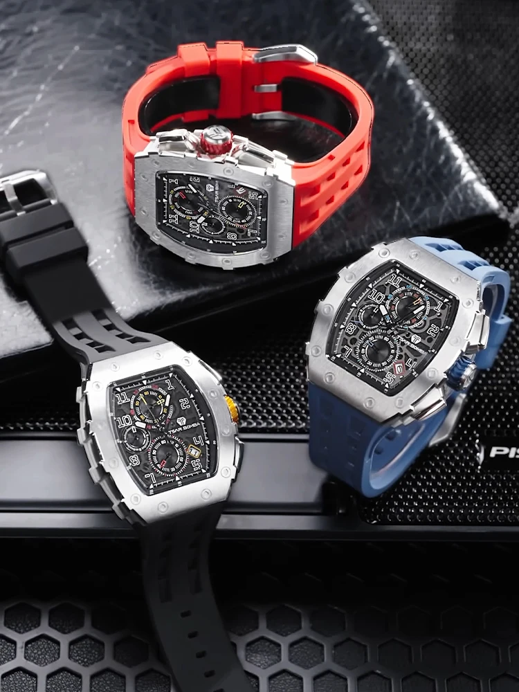 TSAR BOMBA Reloj para hombre marca de lujo diseño Tonneau reloj resistente al agua reloj de pulsera de acero inoxidable reloj rectangular de moda para hombre