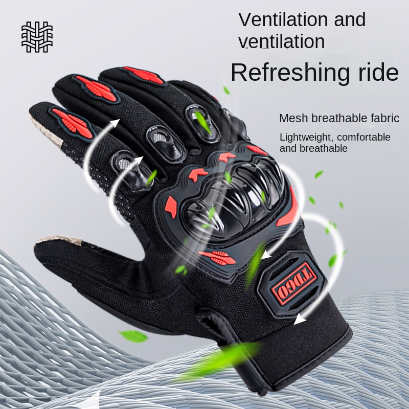 Guantes de dedo completo transpirables para motocicleta de verano, equipo de protección de cuero, guantes de carreras deportivos para moto de cross