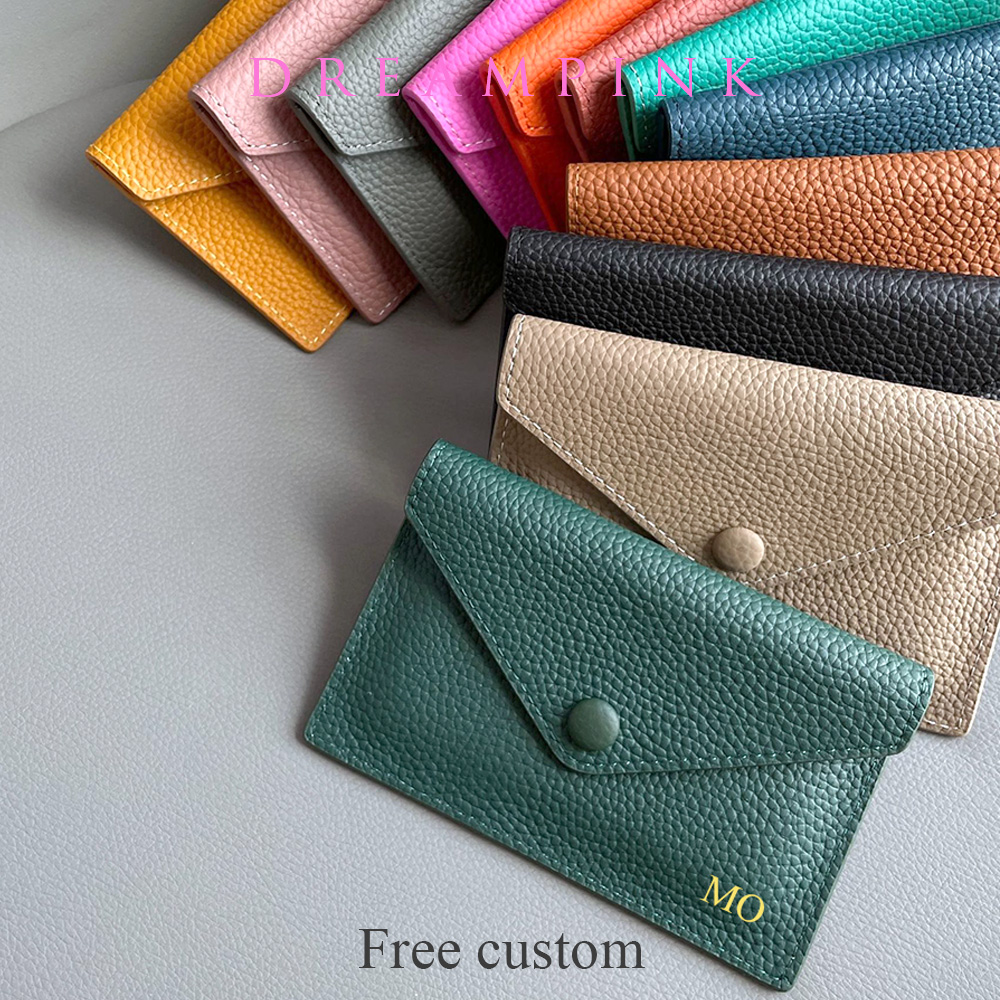 Tarjetero de cuero genuino de lujo, Mini sobre corto a la moda, billetera para mujer, monedero coreano japonés, funda para tarjetas de crédito, monedero para mujer